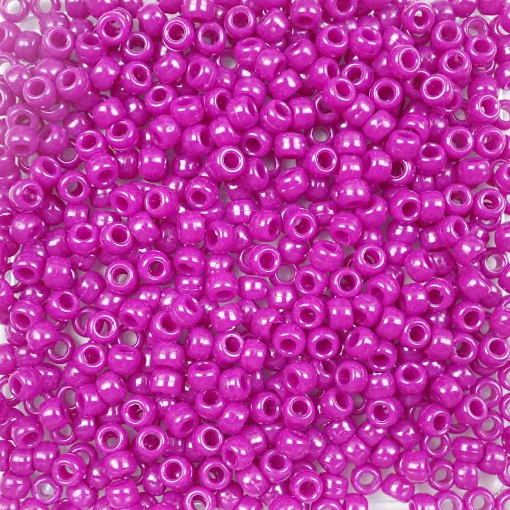 Boysenberry Pink Opaque Plastic Pony Beads 6 x 9mm, 500 beads