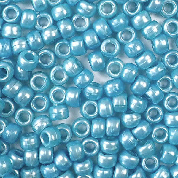 Sky Blue Pearl Pony Beads 6x9mm, Made in the USA, Craft Beads Bulk ...