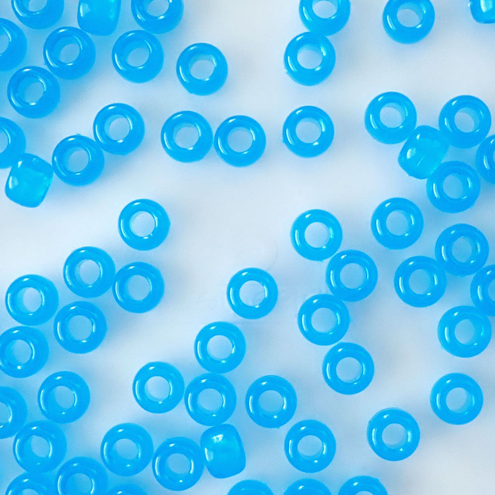 Cloudy Blue Plastic Pony Beads. Size 6 x 9 mm. Craft Beads. Bulk Pack.