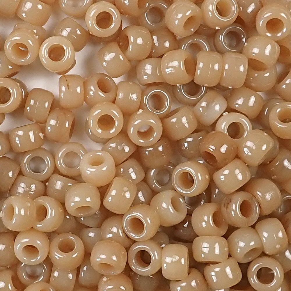 Antique Bone Marbled Plastic Pony Beads. Size 6 x 9 mm. Craft Beads. Bulk Pack.