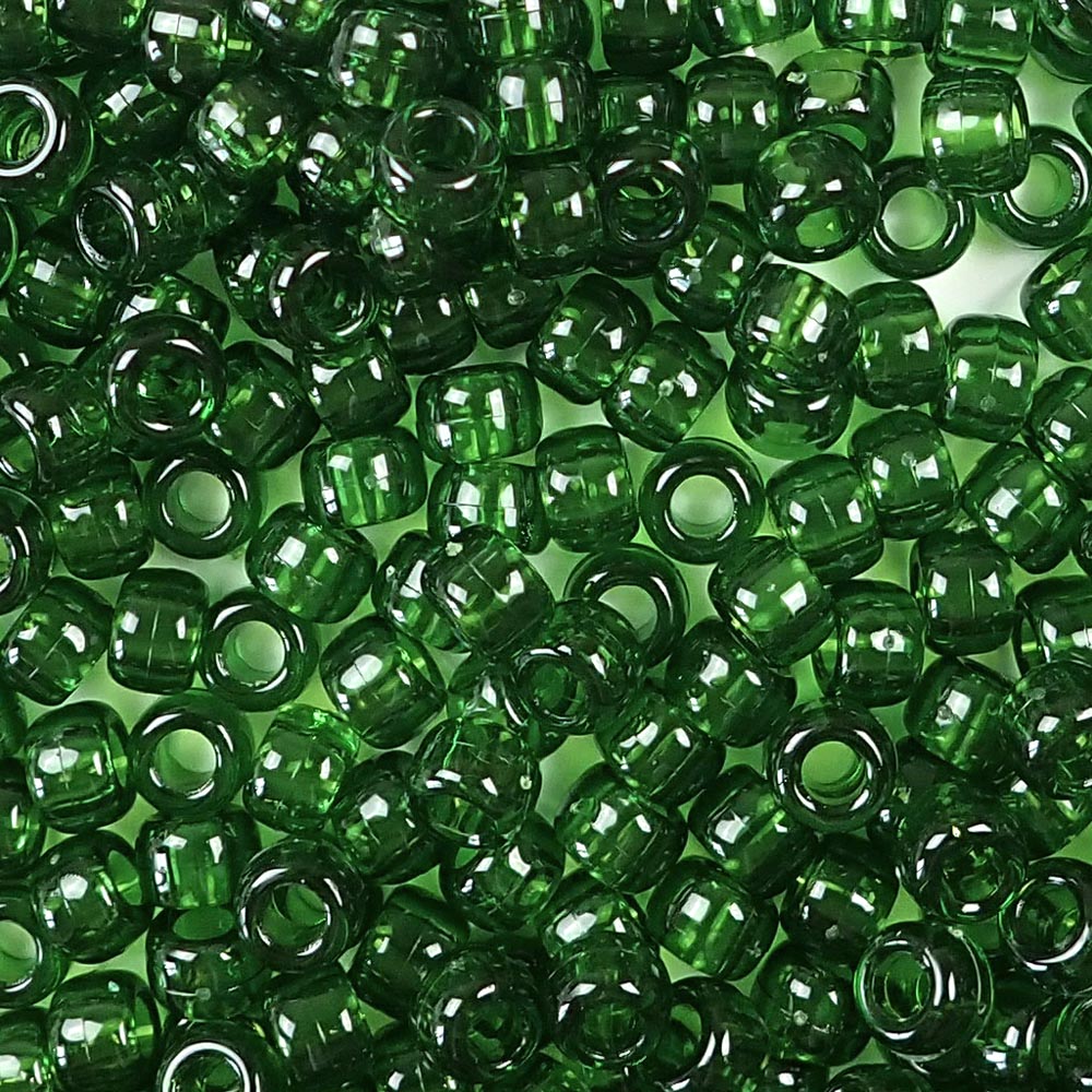 Dark peridot green plastic pony beads
