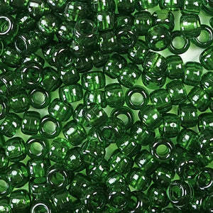 Dark peridot green plastic pony beads