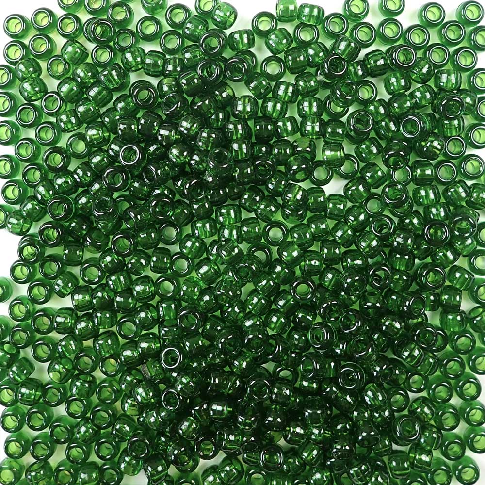 Dark peridot green plastic pony beads