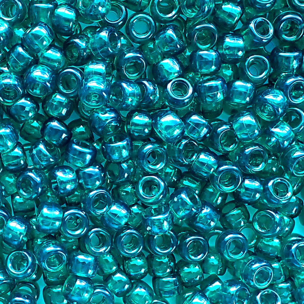 Turquoise Transparent Plastic Craft Pony Beads 6x9mm Bulk Pony Bead Store