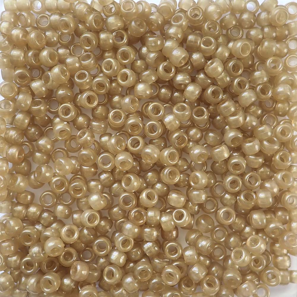 Satin Matte Gold Pearl Plastic Pony Beads 6 x 9mm, 500 beads