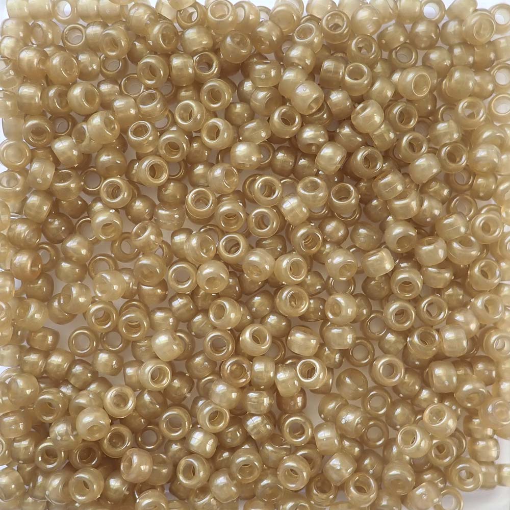 Light Bronze Brown Pearl Plastic Pony Beads 6 x 9mm, 500 beads