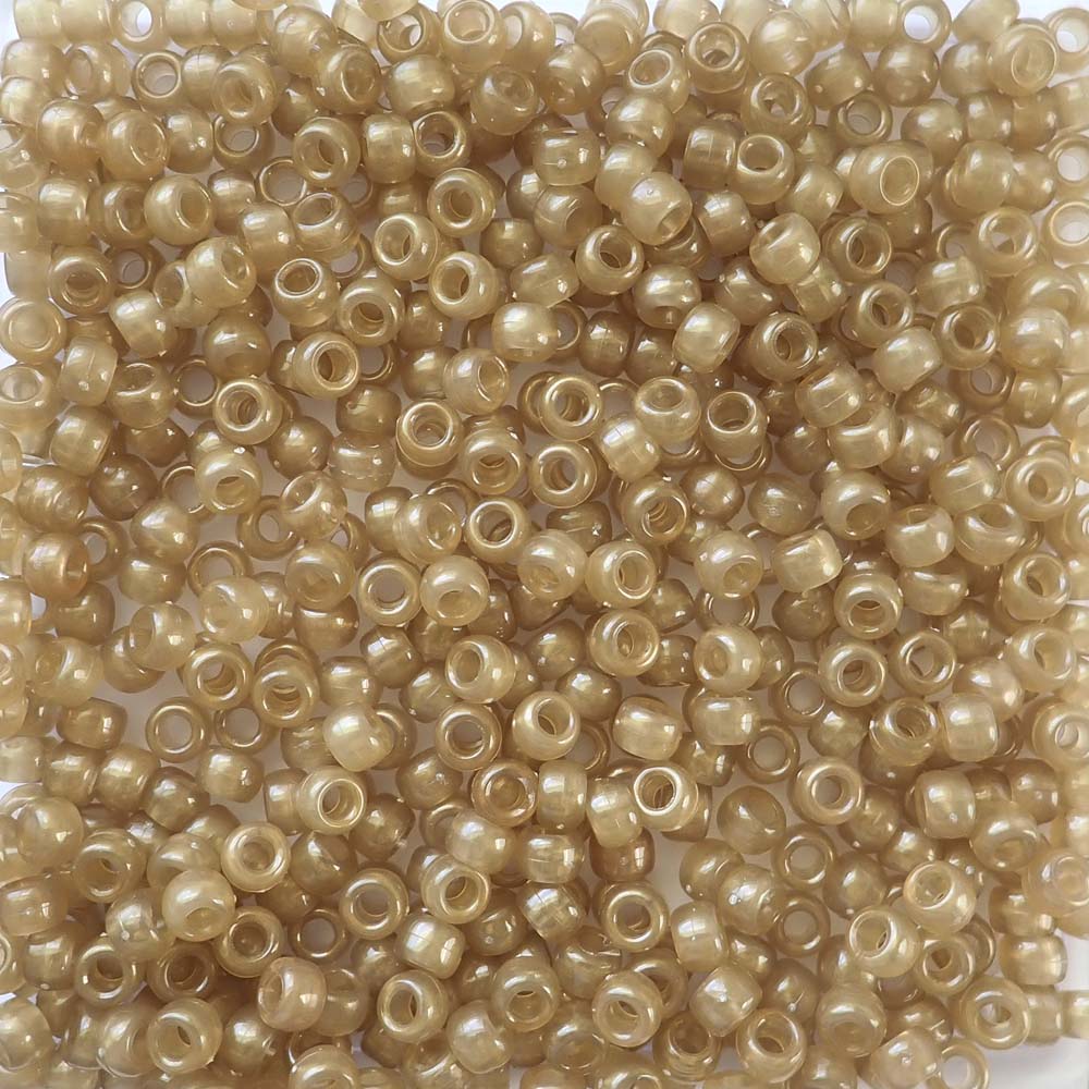 Light Bronze Brown Pearl Plastic Pony Beads 6 x 9mm, about 100 beads