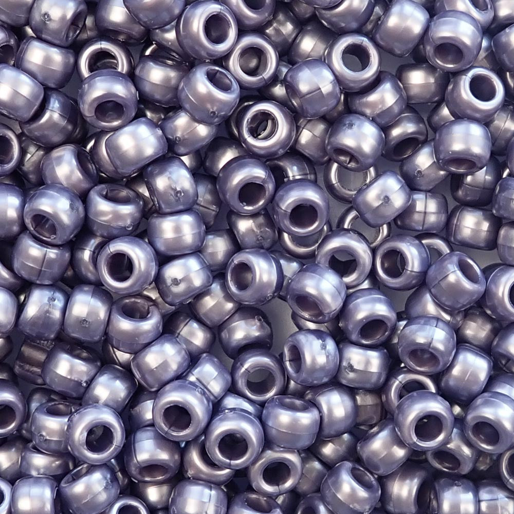 Dark Lavender Pearl Plastic Pony Beads. Size 6 x 9 mm. Craft Beads. Bulk Pack.