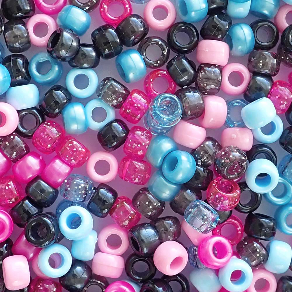 Confetti Pop Mix Plastic Pony Beads 6 x 9mm, 500 beads