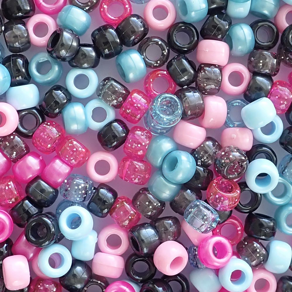 Confetti Pop Mix Plastic Pony Beads 6 x 9mm, 500 beads