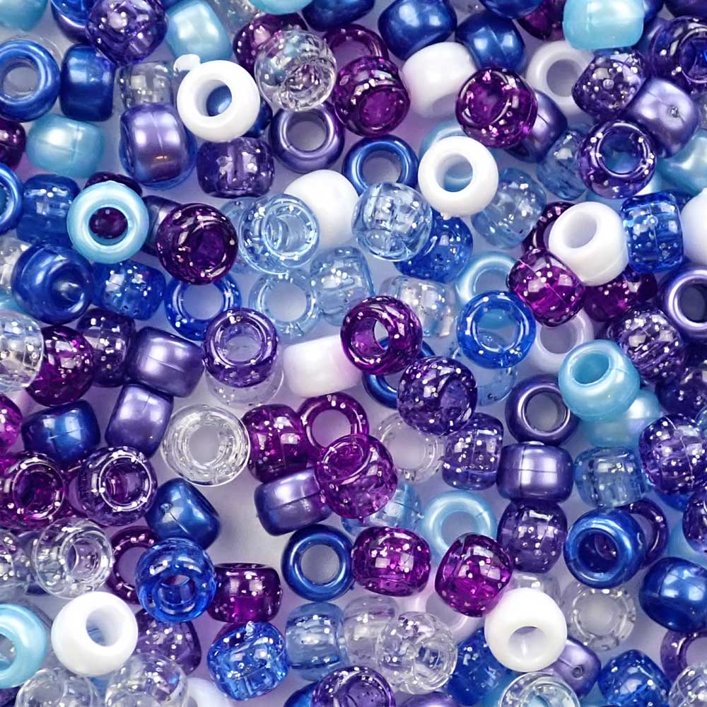 Celestial Sky Mix Plastic Pony Beads. Size 6 x 9 mm. Craft Beads. Made in the USA. Bulk Pack.