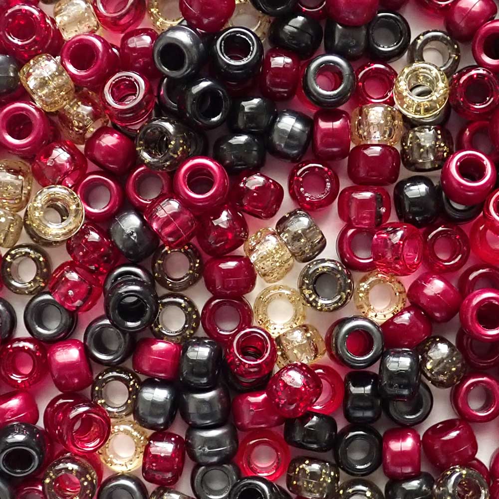 "Vampire Kiss" Crimson Nights Mix Plastic Pony Beads 6 x 9mm, 500 beads