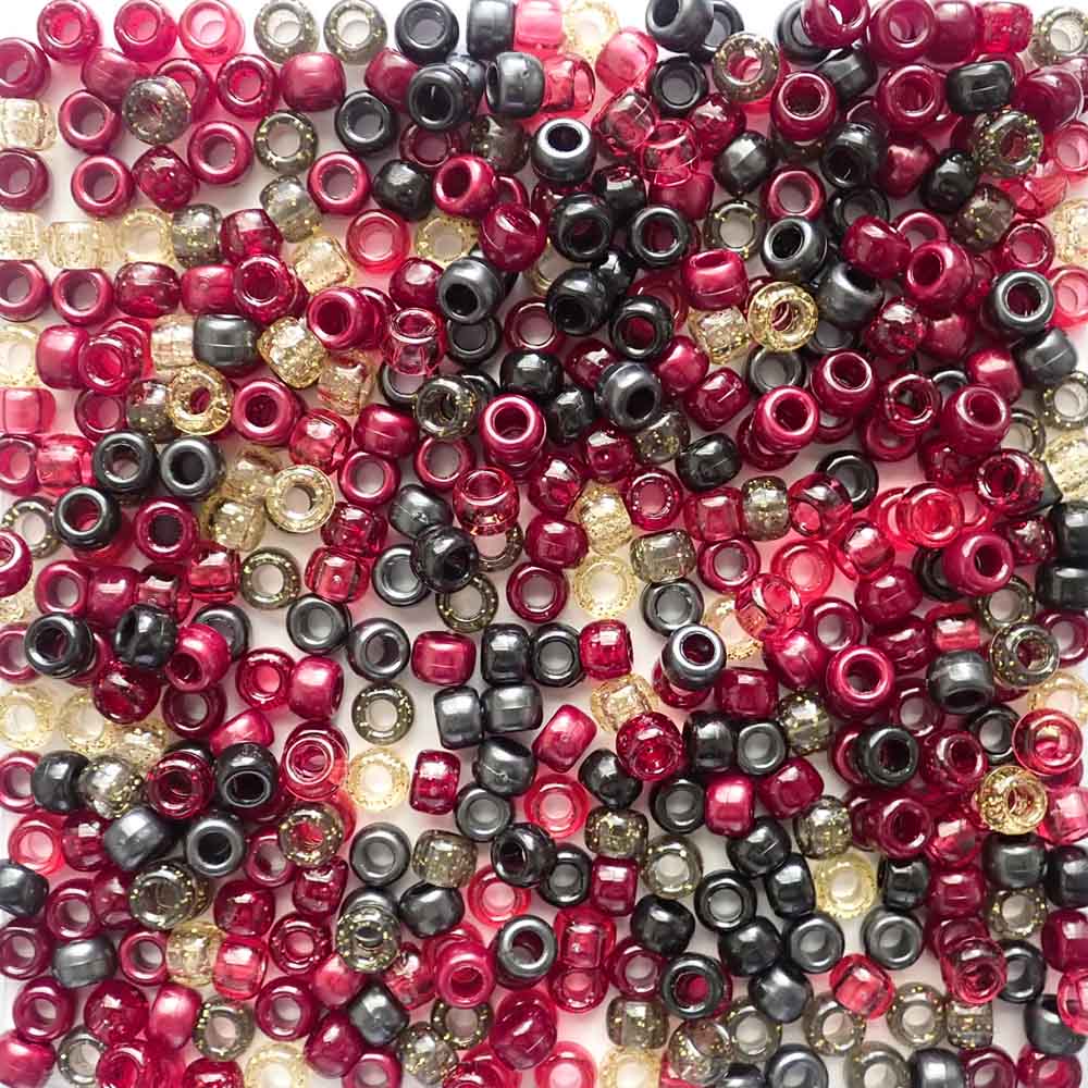 "Vampire Kiss" Crimson Nights Mix Plastic Pony Beads 6 x 9mm, 500 beads