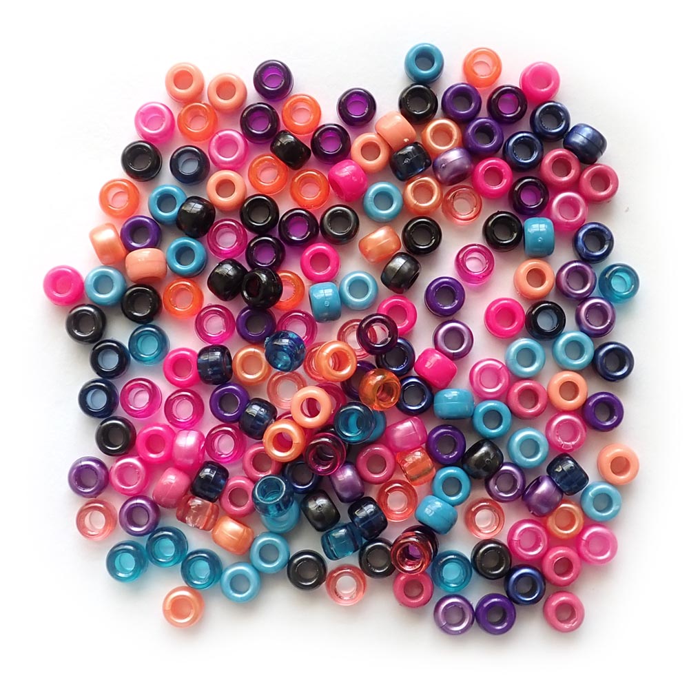 Sunset Festival Mix Plastic Pony Beads 6 x 9mm, 500 beads