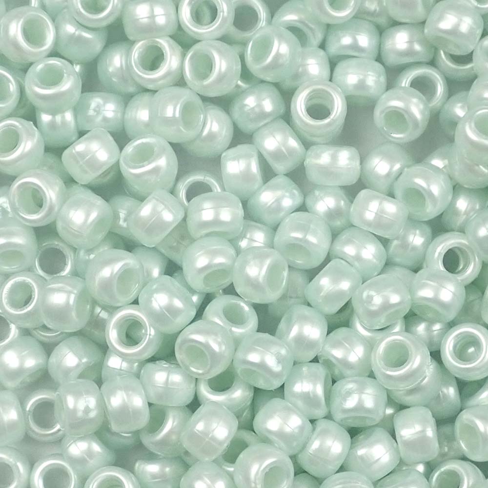 Light Caribbean Pearl Plastic Pony Beads. Size 6 x 9 mm. Craft Beads. Bulk Pack.