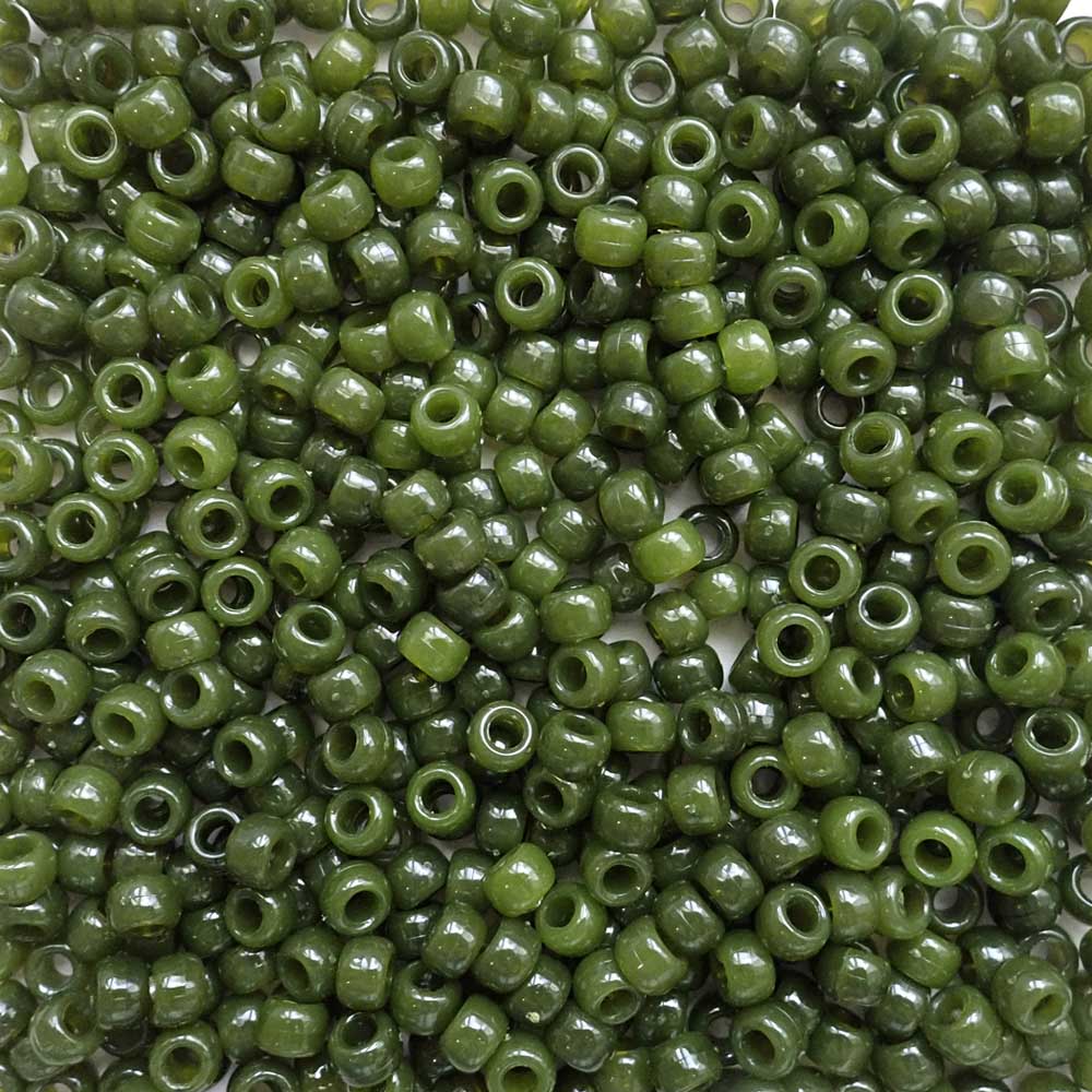 Oriental Jade Green Marbled Opaque Plastic Pony Beads 6 x 9mm, 500 beads