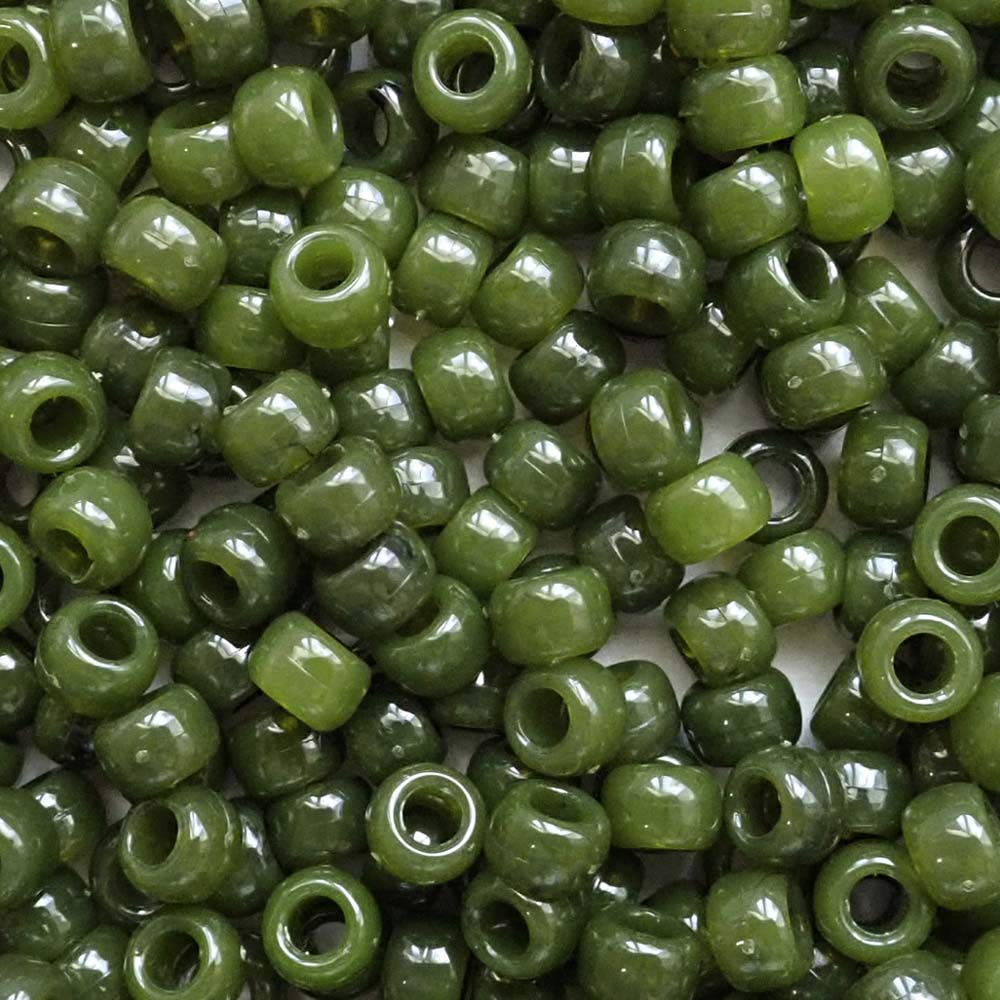 Oriental Jade Green Marbled Opaque Plastic Pony Beads 6 x 9mm, 500 beads