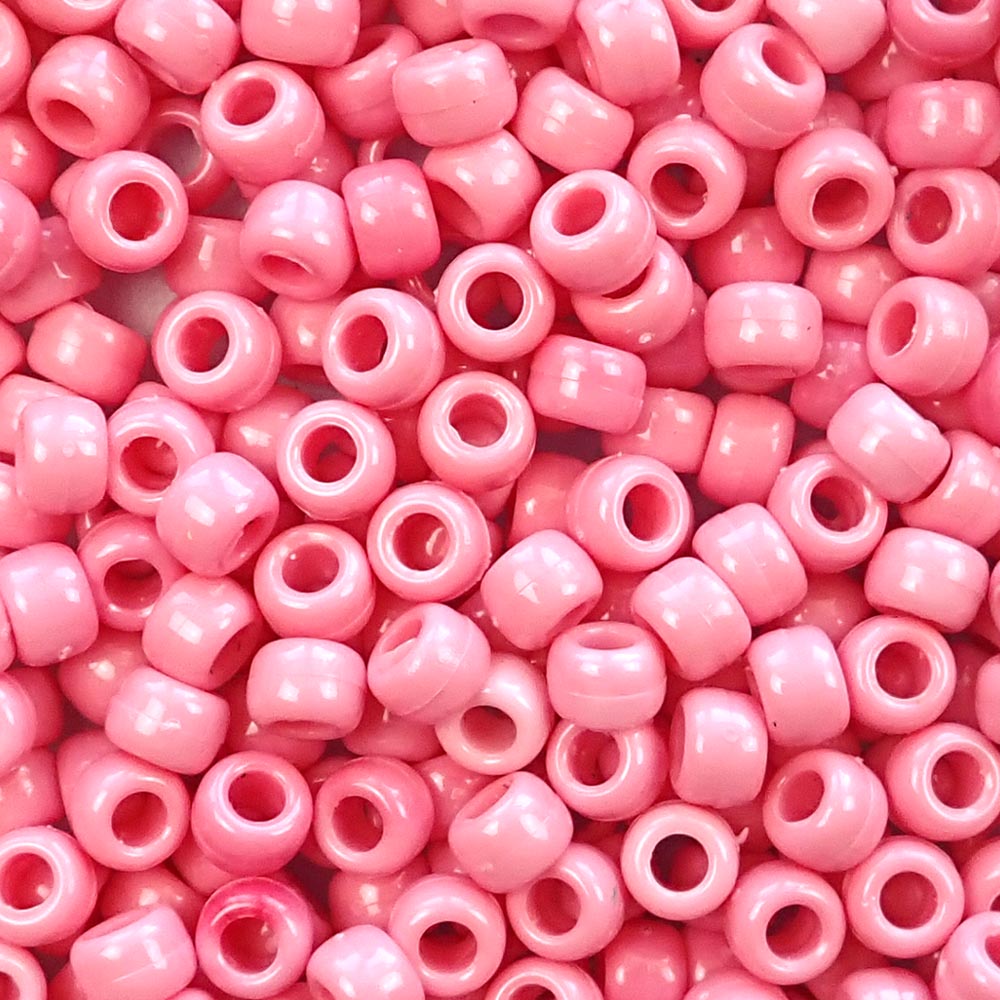 Rose Quartz Marbled Plastic Pony Beads. Size 6 x 9 mm. Craft Beads. Bulk Pack.