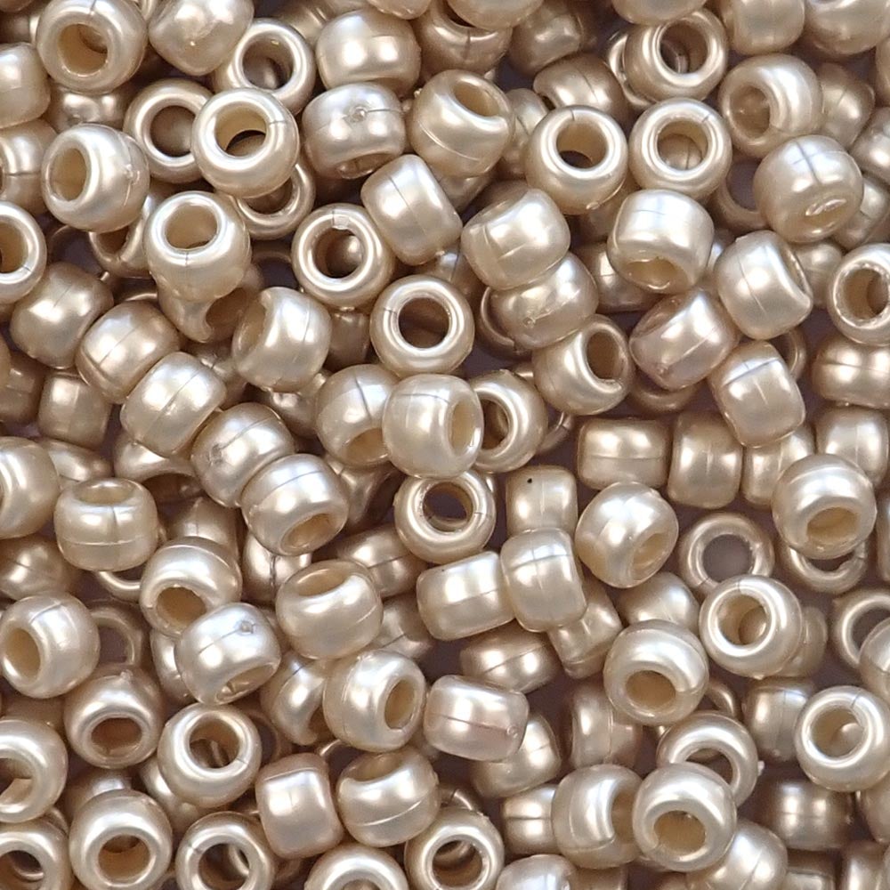 Dark Antique Pearl Plastic Pony Beads. Size 6 x 9 mm. Craft Beads. Bulk Pack.