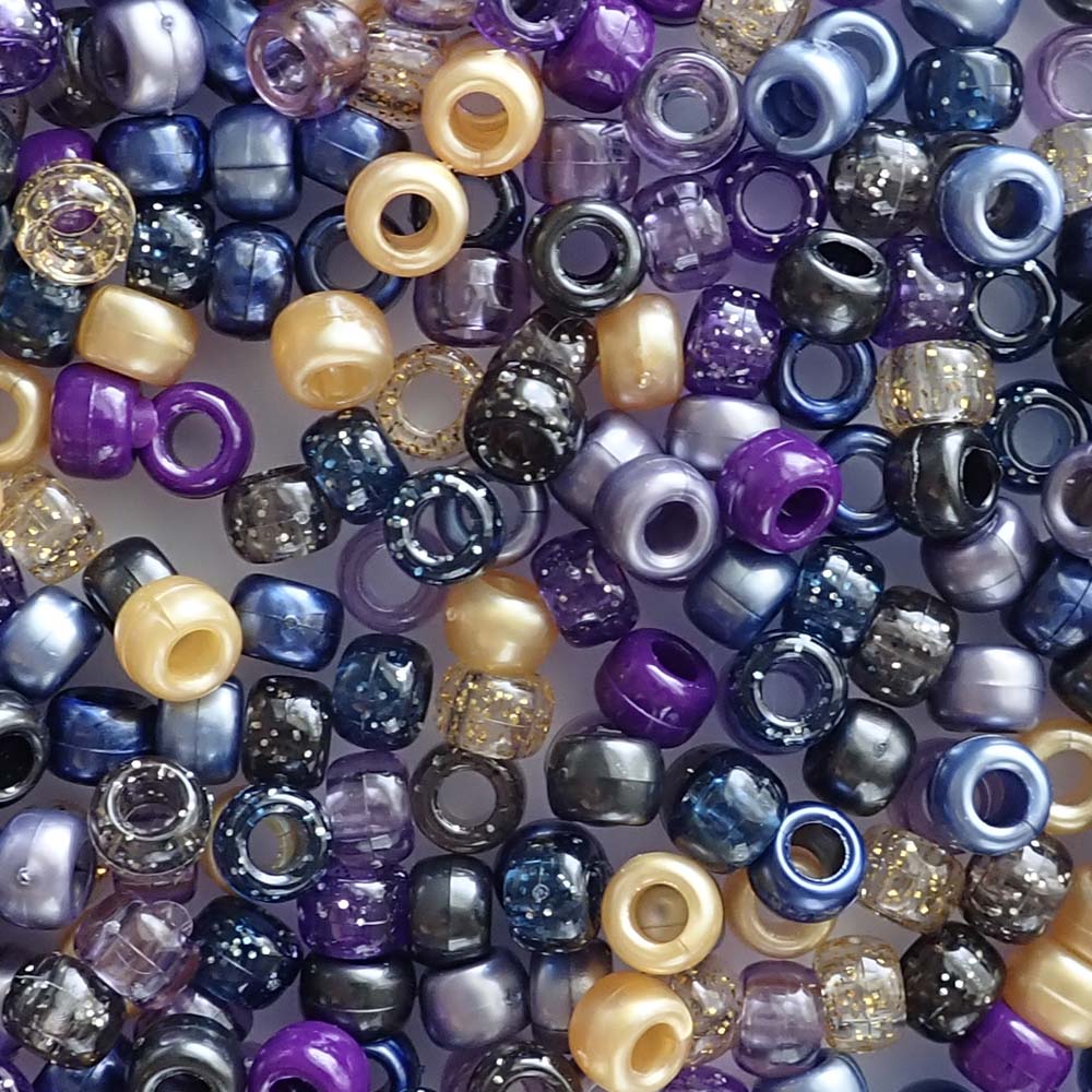 Golden Midnight Mix Plastic Pony Beads 6 x 9mm, 500 beads