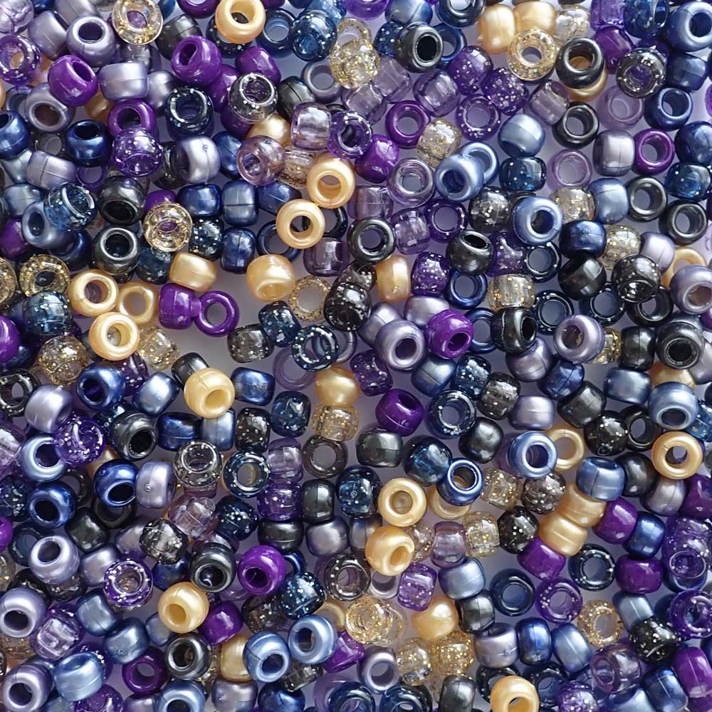 Golden Midnight Mix Plastic Pony Beads 6 x 9mm, 500 beads