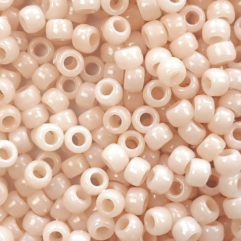 Light Peachy Cream Marbled Plastic Pony Beads 6 x 9mm, 500 beads