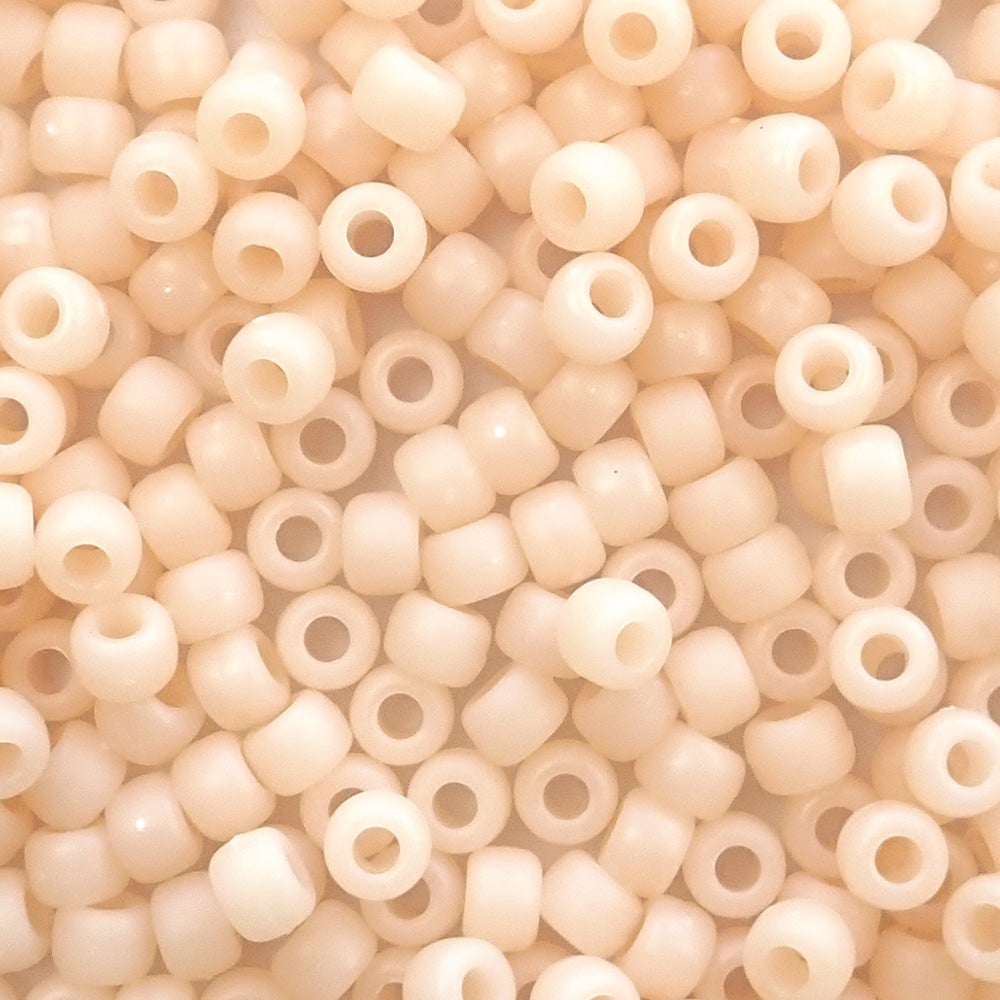 Matte Peachy Cream Plastic Pony Beads. Size 6 x 9 mm. Craft Beads. Bulk Pack.