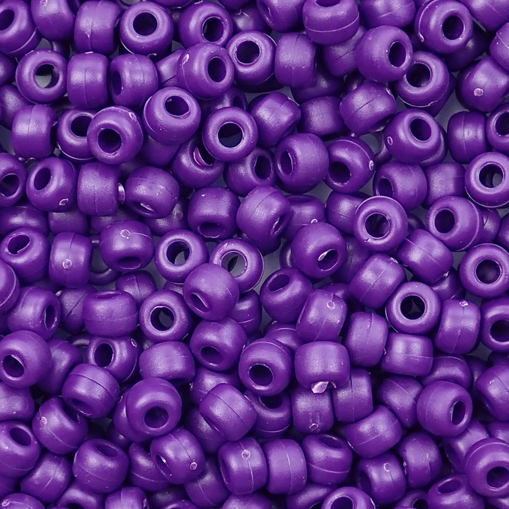 Matte Plum Purple Plastic Pony Beads. Size 6 x 9 mm. Craft Beads. Bulk Pack.