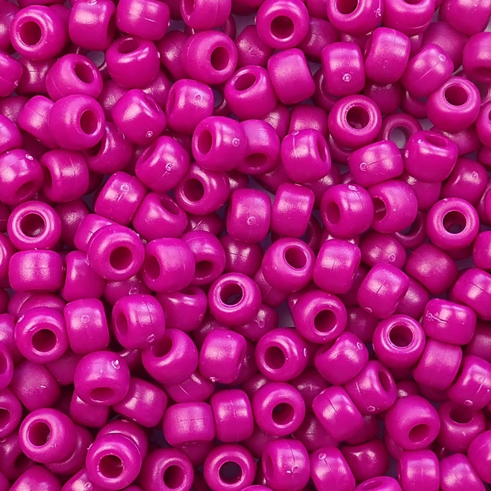 Matte Mulberry Plastic Pony Beads. Size 6 x 9 mm. Craft Beads. Bulk Pack.