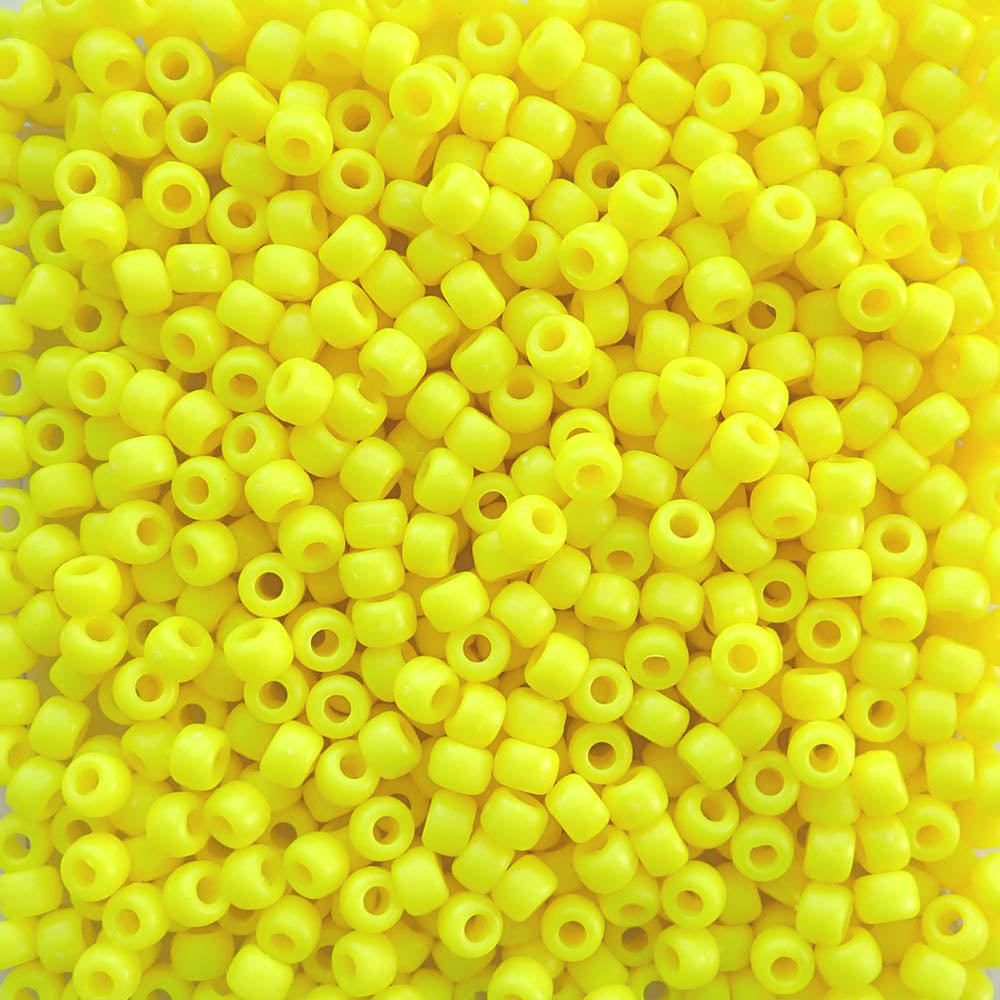 Matte Neon Yellow Plastic Pony Beads 6 x 9mm, 500 beads
