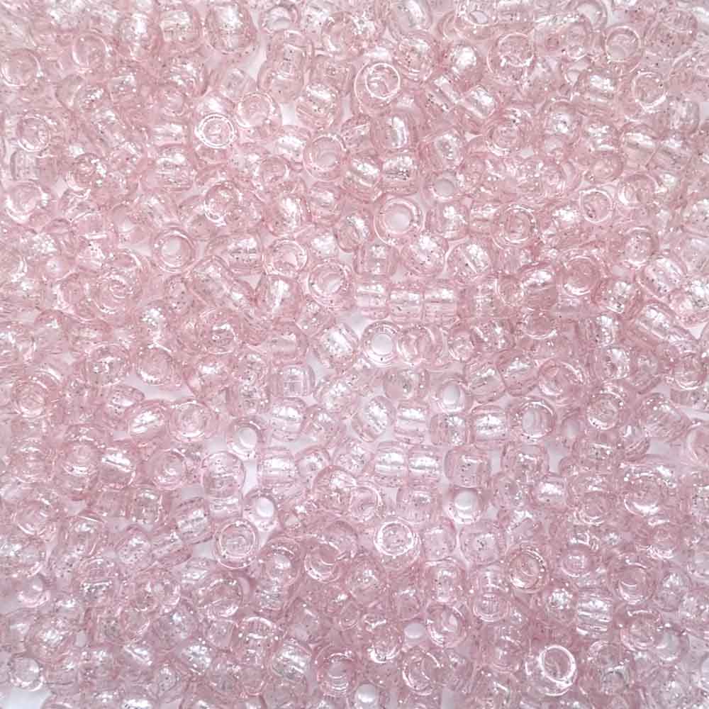 Light Coral Glitter Plastic Pony Beads 6 x 9mm, 500 beads