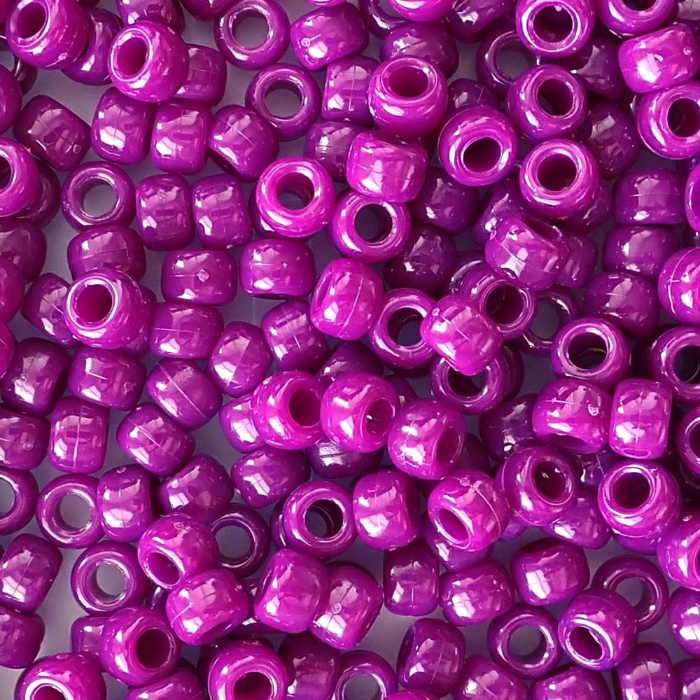 Dark Boysenberry Plastic Pony Beads. Size 6 x 9 mm. Craft Beads. Bulk Pack.