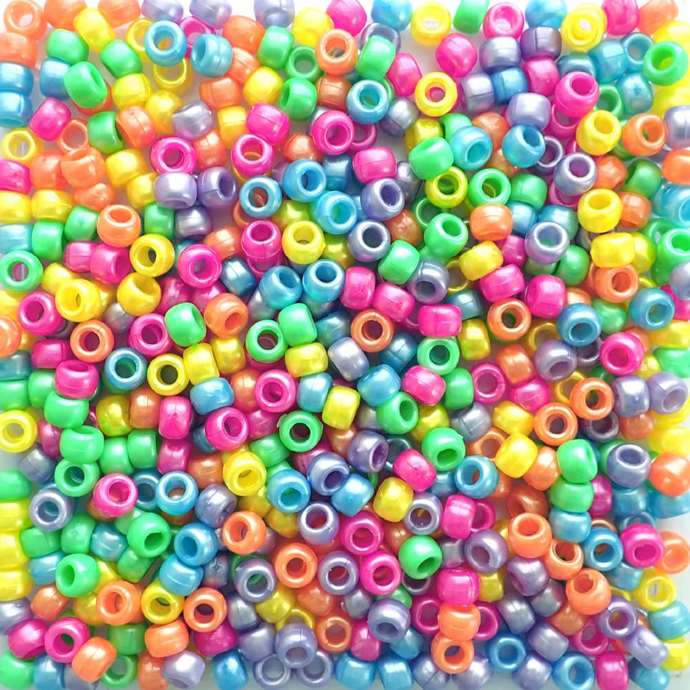 Carnival Pearl Mix Craft Pony Beads 6 x 9mm Bulk, Assorted - Pony Bead ...