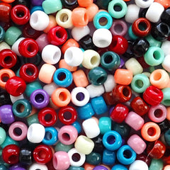 Sweetheart Opaque Mix Plastic Pony Beads 6 x 9mm, 150 beads