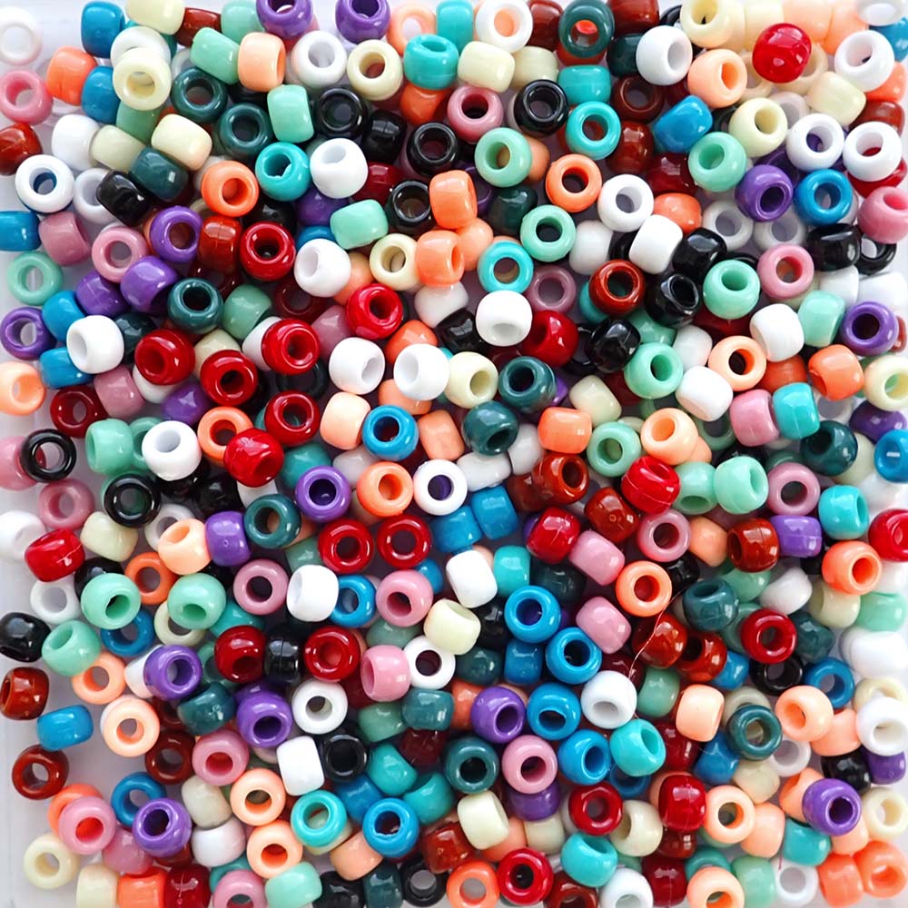 Party Mix Plastic Pony Beads 6 x 9mm, 150 beads