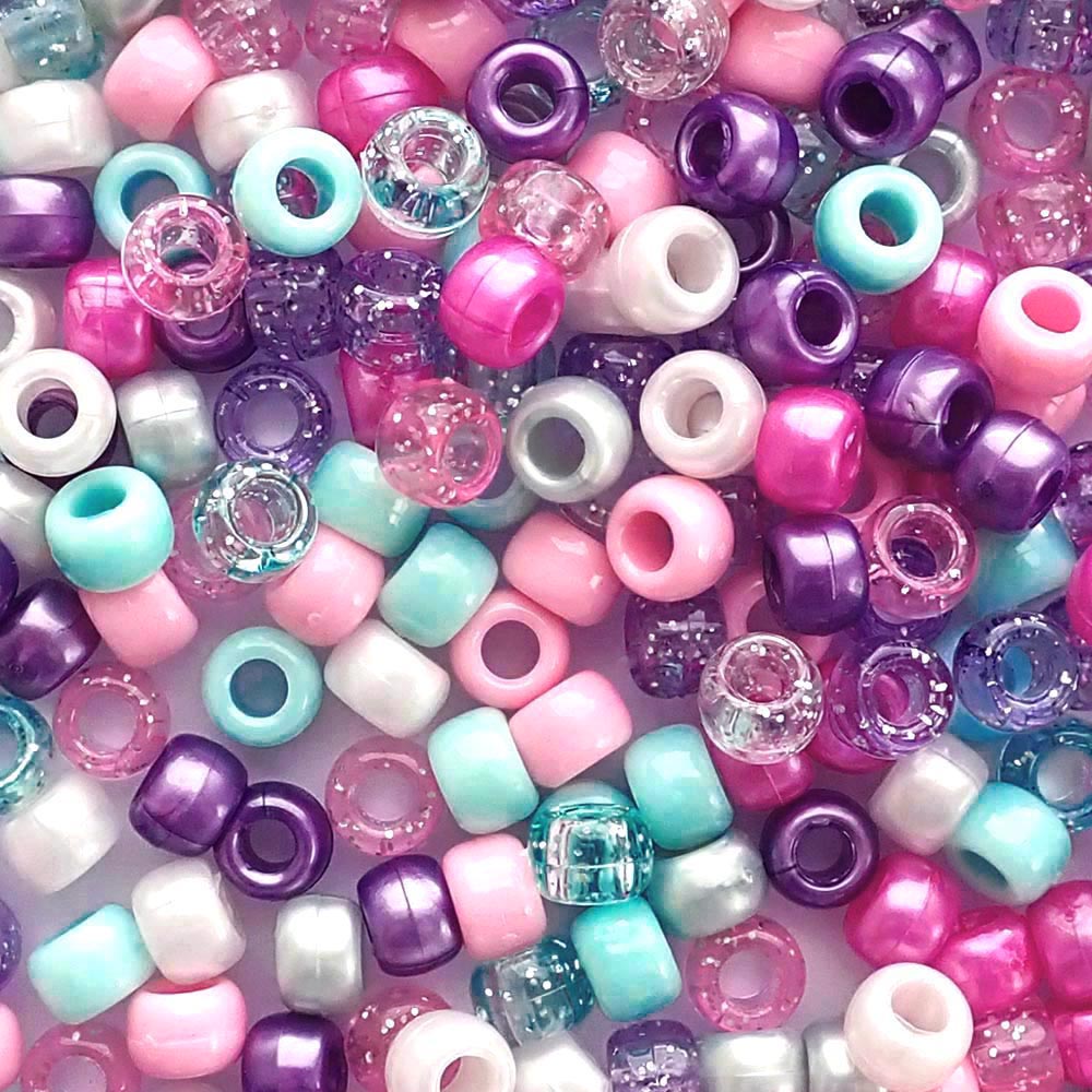 Fairy Princess Mix Plastic Pony Beads 6 x 9mm, 500 beads