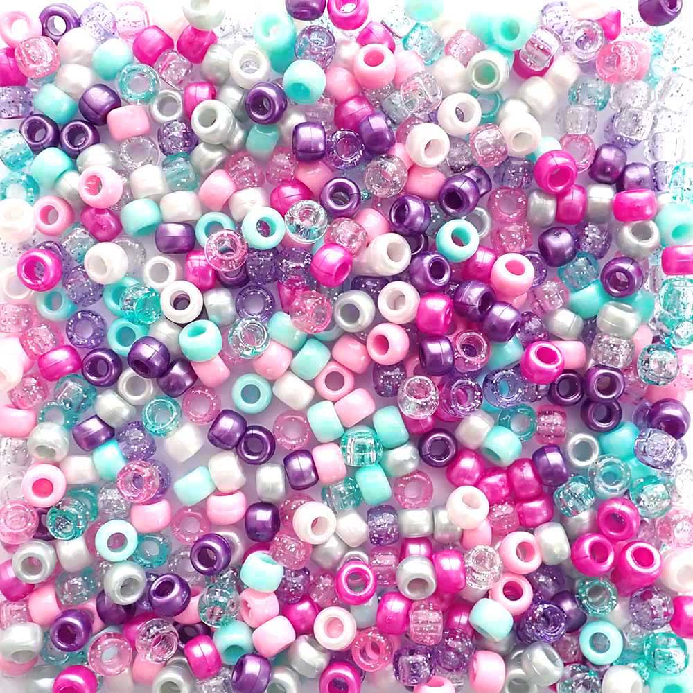 Fairy Princess Mix Plastic Pony Beads 6 x 9mm, 500 beads