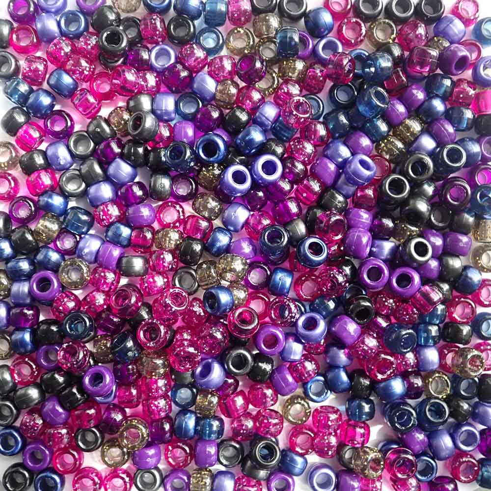 Twilight Glamour Mix Plastic Pony Beads 6 x 9mm, 500 beads