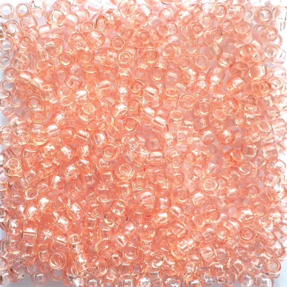 Peach Transparent Plastic Pony Beads 6 x 9mm, 500 beads