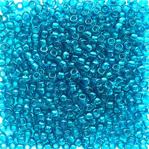 Teal Blue Transparent Plastic Pony Beads 6 x 9mm, 500 beads