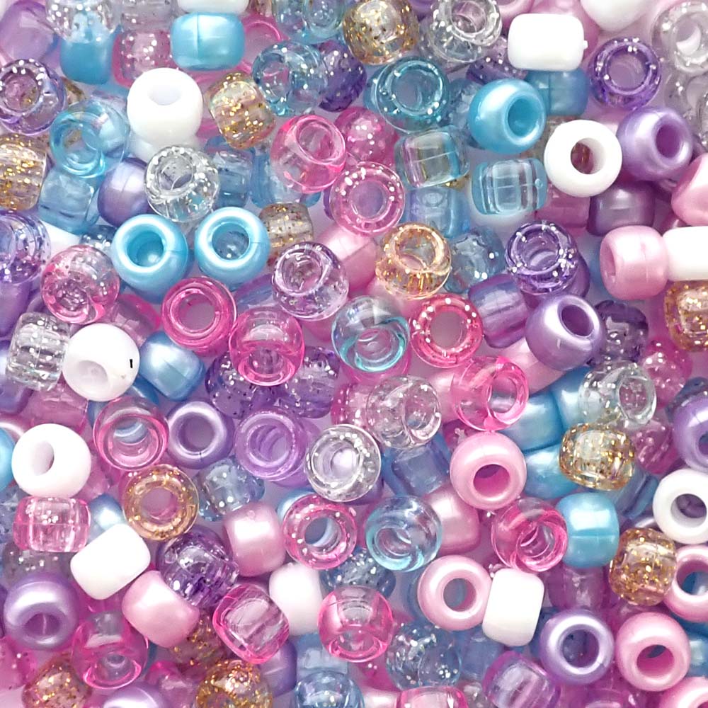 Unicorn Glam Mix Plastic Pony Beads. Size 6 x 9 mm. Craft Beads.