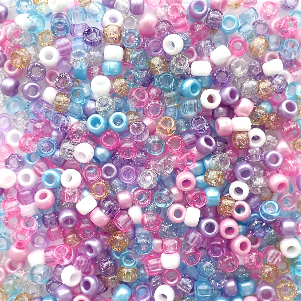Unicorn Glam Mix Plastic Pony Beads. Size 6 x 9 mm. Craft Beads.