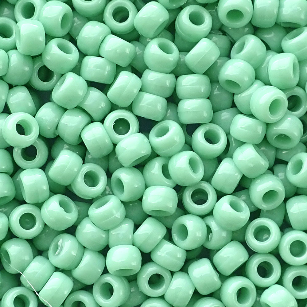 Light Sage Green Plastic Pony Beads 6 x 9mm, 150 beads