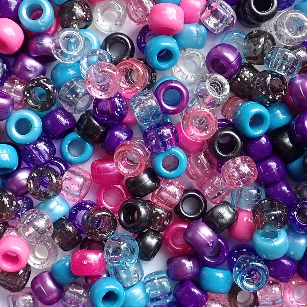 Pop Star Mix Plastic Pony Beads 6x9mm, 500 beads