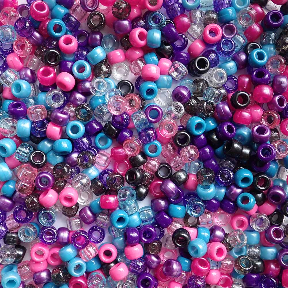Pop Star Mix Plastic Pony Beads 6x9mm, 500 beads
