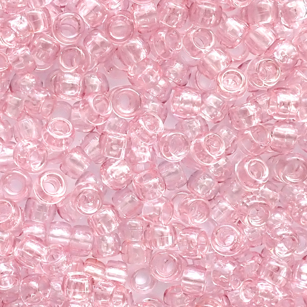 Light Coral Transparent Plastic Pony Beads. Size 6 x 9 mm. Craft Beads. Bulk Pack.