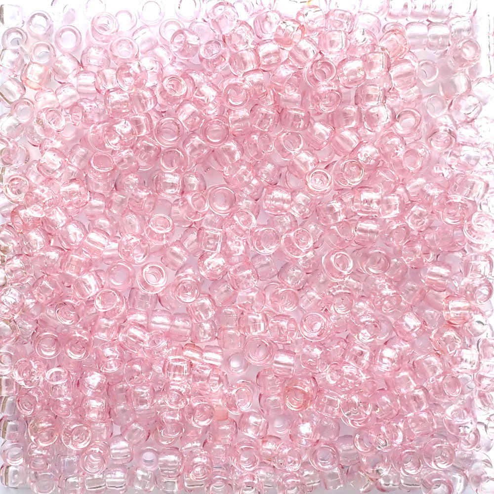 Light Coral Transparent Plastic Pony Beads 6 x 9mm, 150 beads