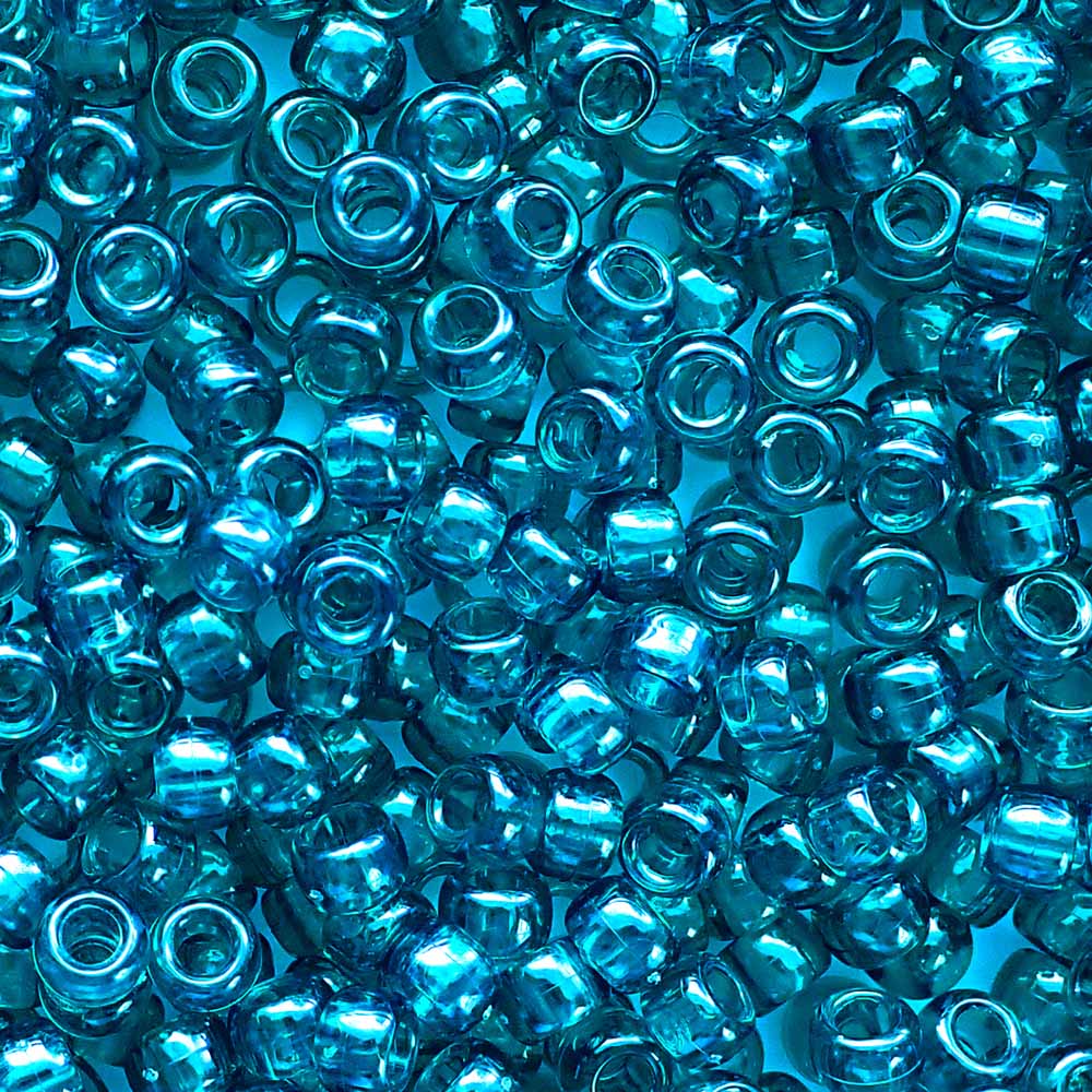 Dark Turquoise Blue Plastic Pony Beads. Size 6 x 9 mm. Craft Beads. Bulk Pack.