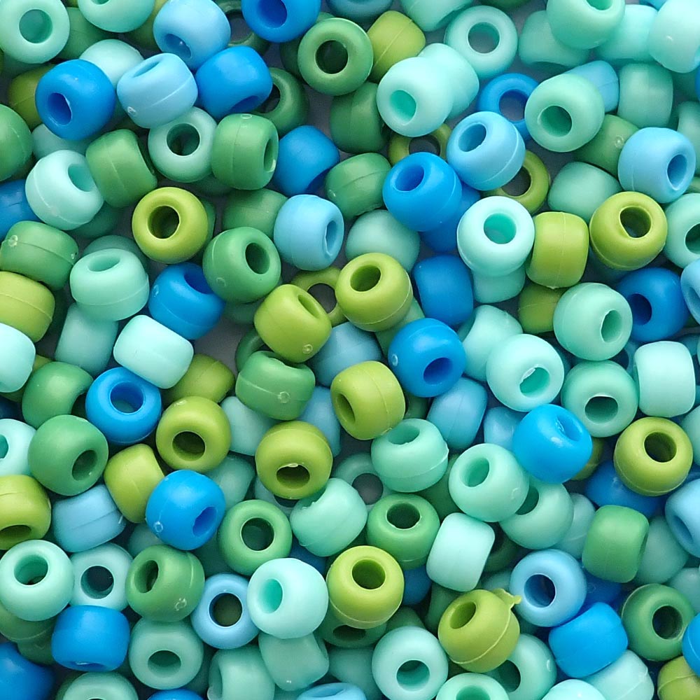 Matte Blueberry Mix Plastic Pony Beads. Size 6 x 9 mm. Craft Beads. Made in the USA.