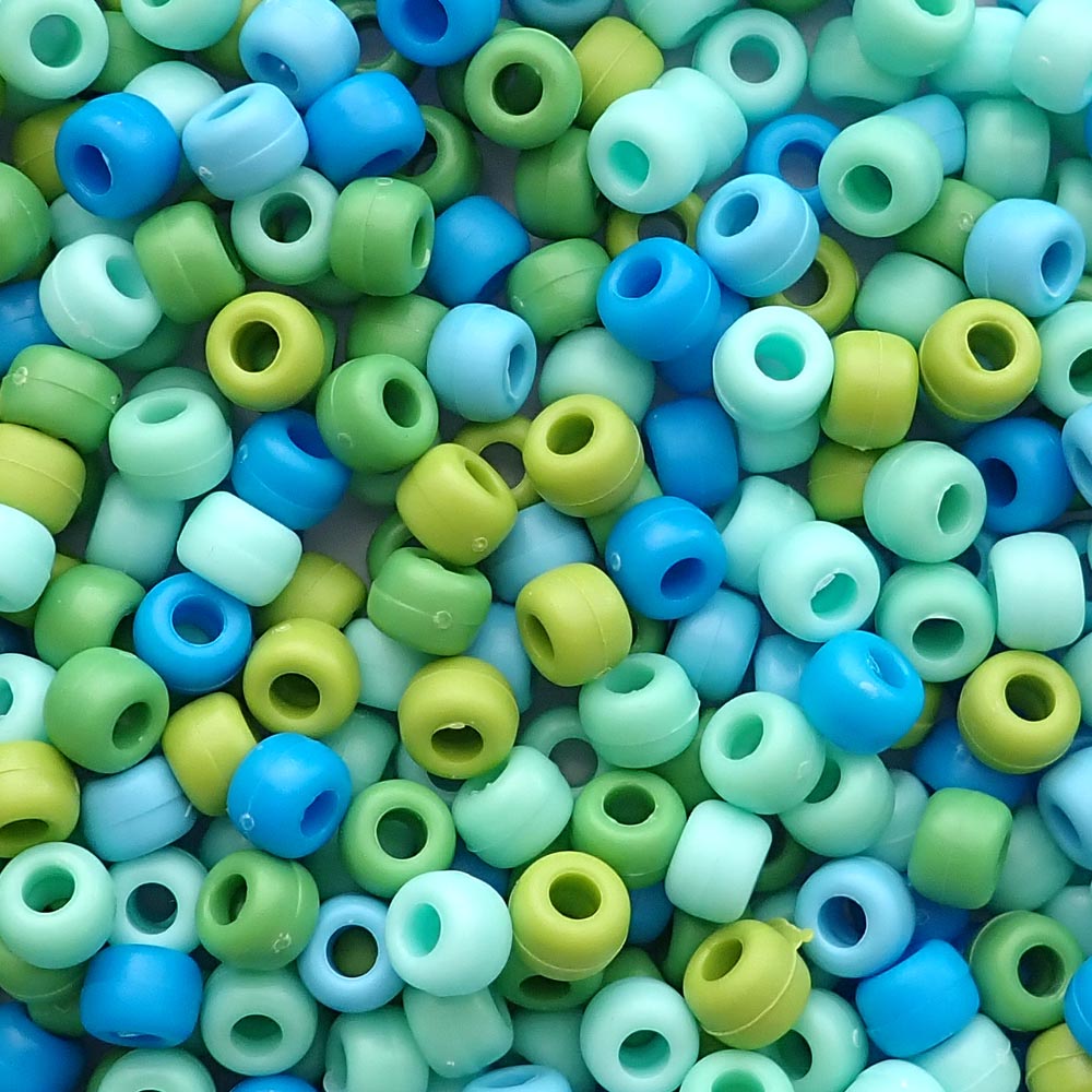 Matte Blueberry Mix Plastic Pony Beads. Size 6 x 9 mm. Craft Beads. Made in the USA.